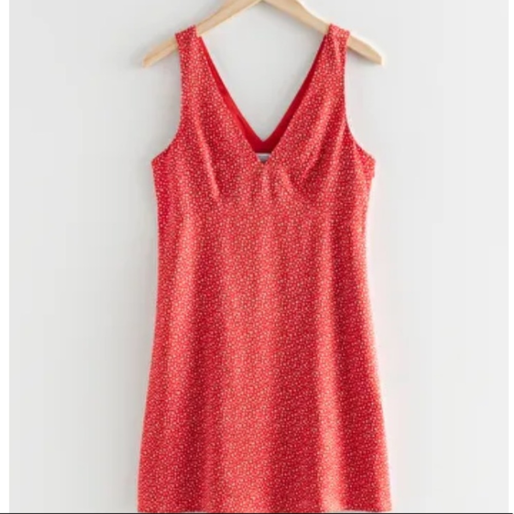 & Other Stories Red Floral Dress